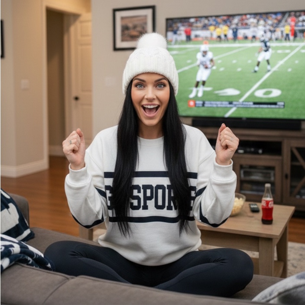 Classic White and Black Crewneck Sweater